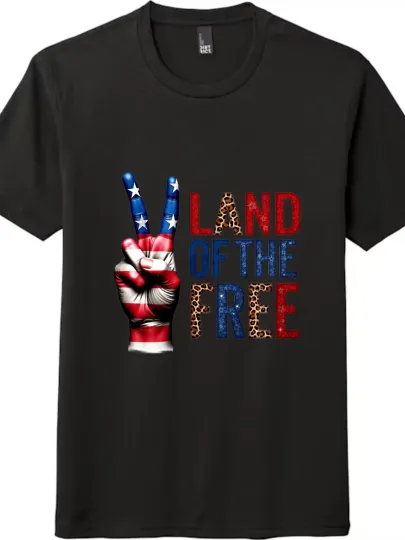 Discover "Land of The Free"Peace Sign Printed Tee, Star Spangled Banner Element Stylish