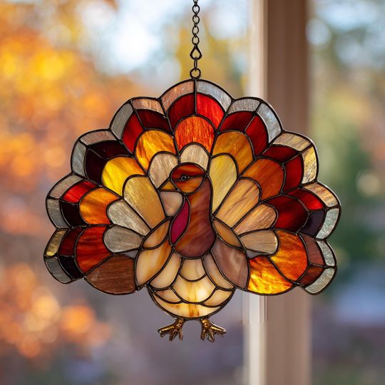Thanksgiving Turkey Suncatcher: Acrylic Fall Window Decor