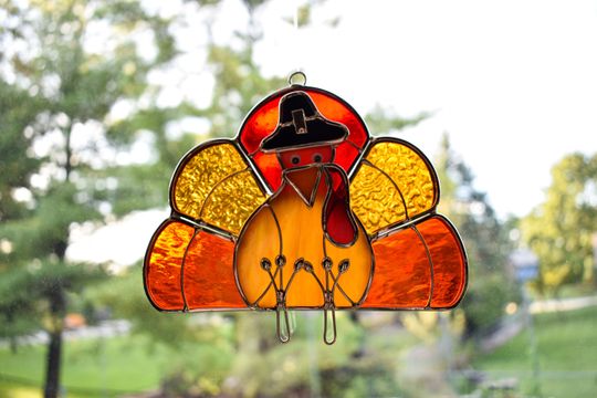 Stained Glass Turkey Suncatcher: Thanksgiving Fall Decor