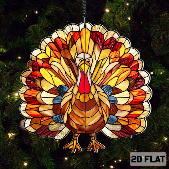 Thanksgiving Turkey Acrylic Window Hanging, Turkey Thanksgiving Decoration, Thanksgiving Gift, Carved Pumpkin Sign, Thanksgiving Sign Decor