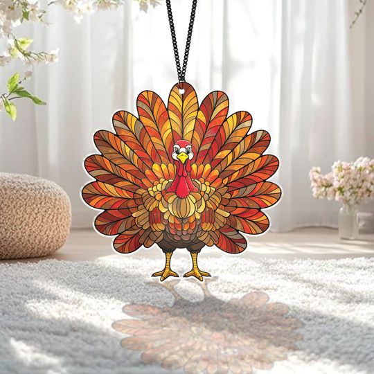 Thanksgiving Turkey Suncatcher, Acrylic Window Hanging, Fall Turkey Decoration, Autumn Home Decor, Thanksgiving Gift Ornament