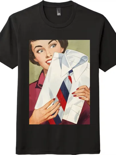Discover Vintage Style Shirt and Tie Printed Tee|American Trendy Short-sleeve Top