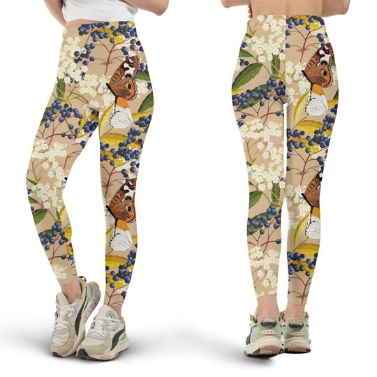 Discover Elderberry Butterfly Leggings, Workout Leggings, Gift for Her