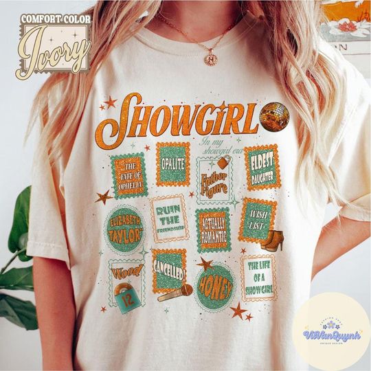 Discover The Life of the Showgirl stamps shirt, ShowGirl Eras shirt, Fangirl Tshirt