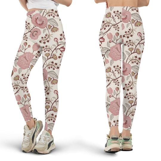 Discover Vintage Floral Leggings, Workout Leggings, Gift for Her