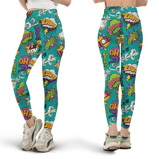 Discover Explosive Comic Leggings, Yoga Pants, Superhero Fashion, Gift for Her