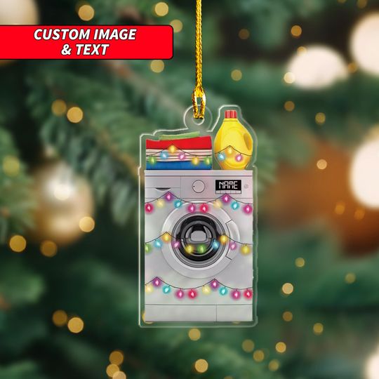 Discover Personalized Washing Machine 2D Christmas Ornament, Laundry Room Hanging Ornament, Laundry Christmas Keepsake, Washing Machine Tree Decor