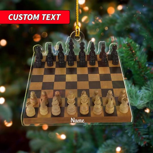 Discover Personalized Name Chess Ornament, Custom Chess Ornament, Chess Board Christmas Ornament, Chess Player Christmas Gift, Chess Board Tree Decor
