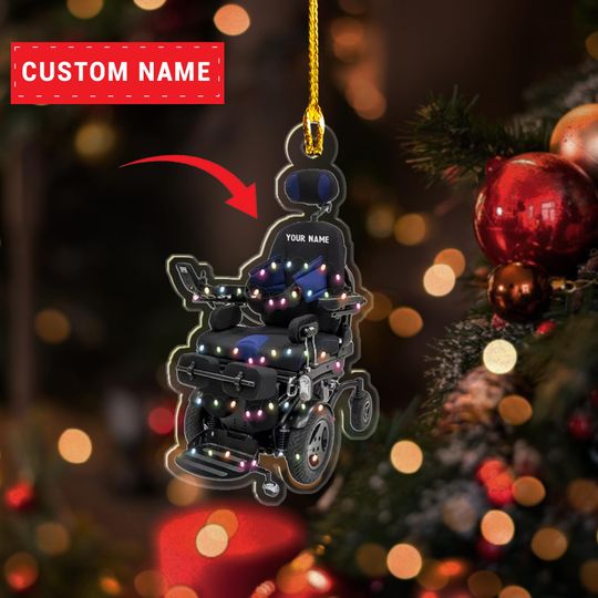 Discover Personalized Motorized Multifunctional Wheelchair Christmas  2D Flat Ornament, Wheelchair Christmas Ornament, Hospital Ornament