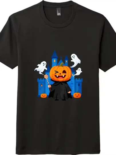 Discover Halloween Pumpkin Vampire Lollipop T-shirt | Cute Spooky Festival Tee