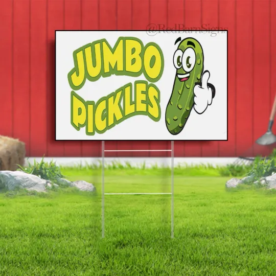 Discover Jumbo Pickles Yard Sign with Metal Stakes, Indoor and Outdoor Decor