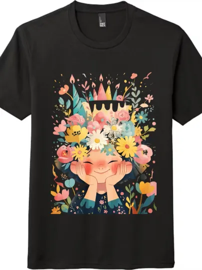 Discover Floral Birthday Girl Theme Short - Sleeve T - shirt-Tee