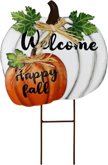 Discover Stacked Pumpkin Garden Stake Welcome Yard Sign