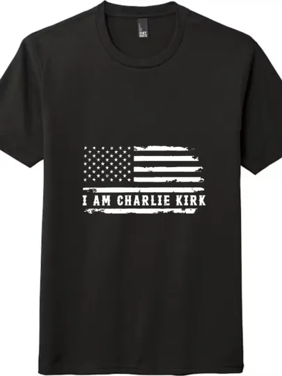 Discover I Am Charlie Kirk T-Shirt American Flag Graphic Patriotic Supporter Unisex Tee