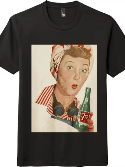 Discover Vintage 7UP Creative Printed Tee|American Trendy Short-sleeve Top