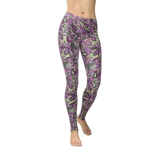 Discover Violet Green Floral Leggings, All Over Print, Spring Fashion, Floral Pattern, Cute Workout Leggings, Yoga Pants, Gift for Her