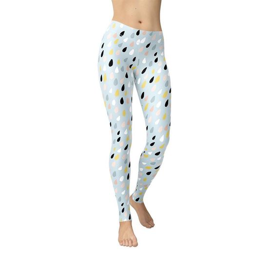 Discover Rain Drops Leggings, All Over Print, Rainy Day, Rain Pattern, Cute Leggings, Fun Workout Clothes, Yoga Pants, Aesthetic Apparel,Gift for Her