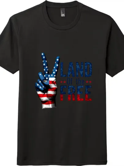 Discover "Land of The Free" Star-Spangled Banner Peace Sign Printed Tee, American Trendy