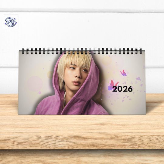 Bts Kim Seokjin 2026 Desktop Calendar, BTS merch, bts army gift, kpop music lover calendar