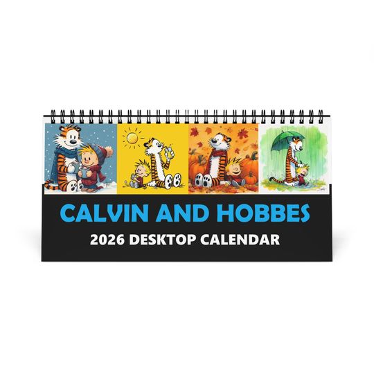 Calvin and Hobbes 2026 Desktop Calendar | Cute Quote Calendar, Office Decor, Gift for Kids, Cartoon Calendar, Desk Accessory