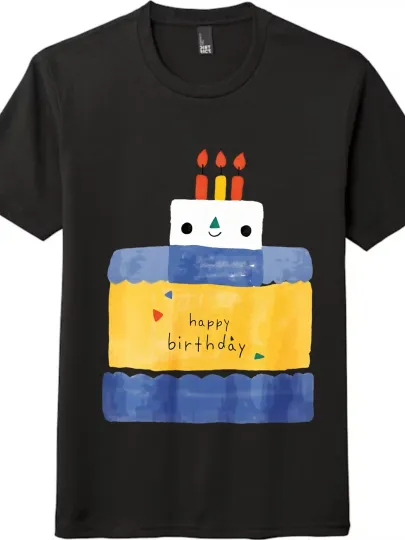 Discover Hand-drawn Birthday Cake Tee | Lovely Style Birthday-themed Short-sleeve Top