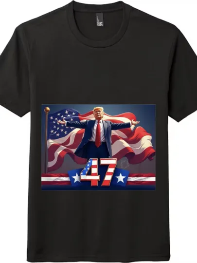 Discover Trump 47 American Flag Patriotic T-Shirt | Faith MAGA Conservative Tee Unisex