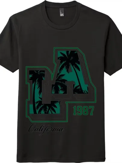 LA California 1987 Palm Tree Graphic West Coast Beach Style Unisex T-Shirt