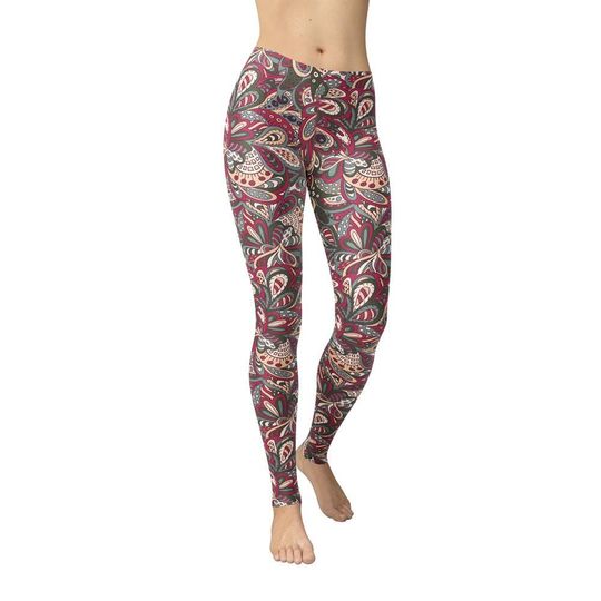 Green Vinous Floral Leggings, Workout Leggings, Gift for Her