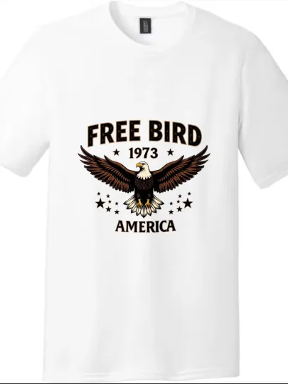 Discover US Retro "Free Bird" Eagle Printed Tee, Unisex 1973 Classic Short Sleeve