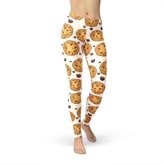 Choco Chip Cookie Leggings, Workout Leggings, Gift for Her