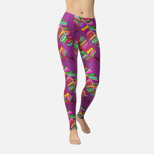 Discover Bird Feathers Tribal Leggings, Workout Leggings, Gift for Her