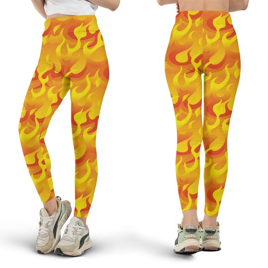 Discover Hot Flames Fire Leggings, Workout Leggings, Gift for Her