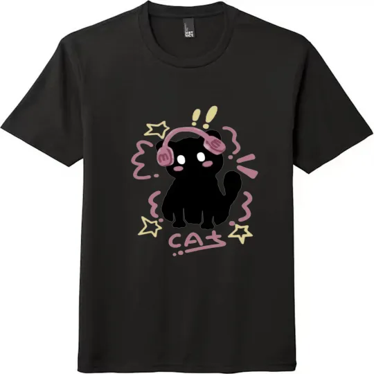 Discover Cat With Headphones Graphic Unisex Tee
