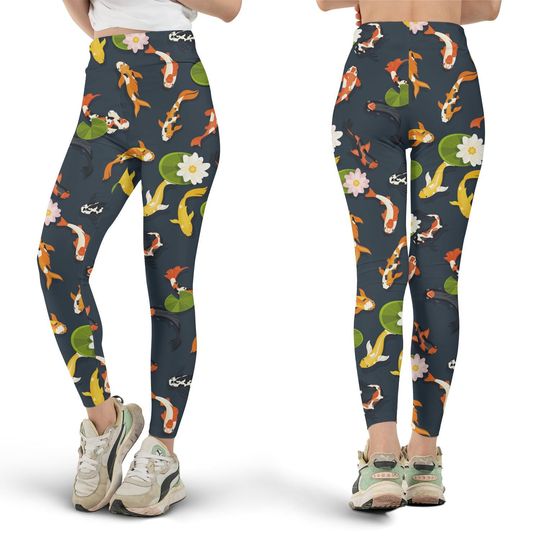 Discover Koi Fish Leggings, Lotus Leggings, Workout Leggings, Gift for Her