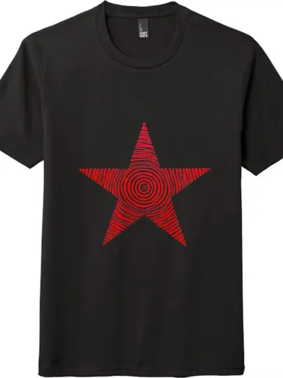 Discover Creative Red Spiral Star Printed Tee, Unisex Trendy Short - Sleeved Top