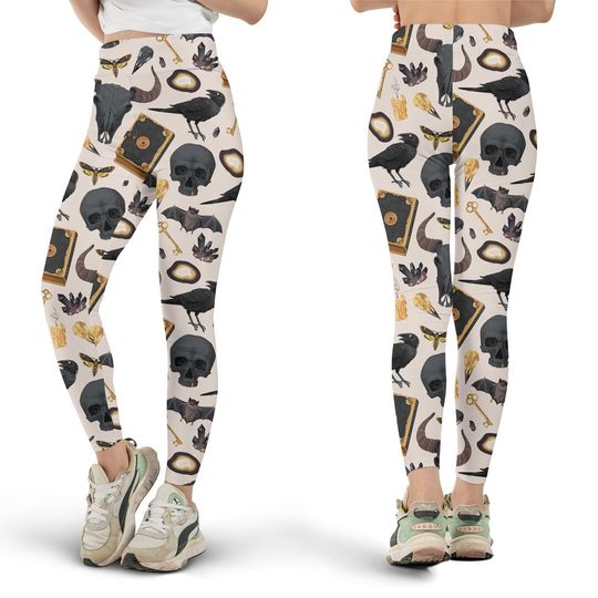 Discover Raven & Magic Book Leggings, Workout Leggings, Gift for Her