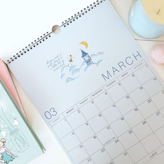 Discover 2026 Disney Calendar 12 Month Wall Calendar Disney Inspired Illustrated Calendar with Quotes and Holidays