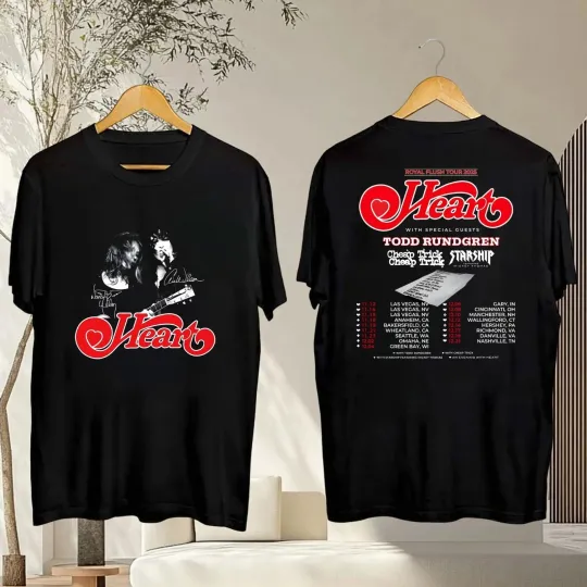 Discover Rock Band Heart 2025 Tour Double Sided T-Shirt