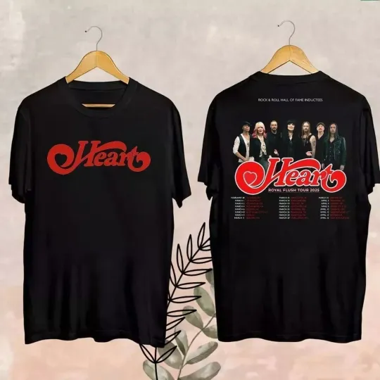 2025 Heart Band Royal Flush Tour T-Shirt, Rock Band Heart Tour Tee