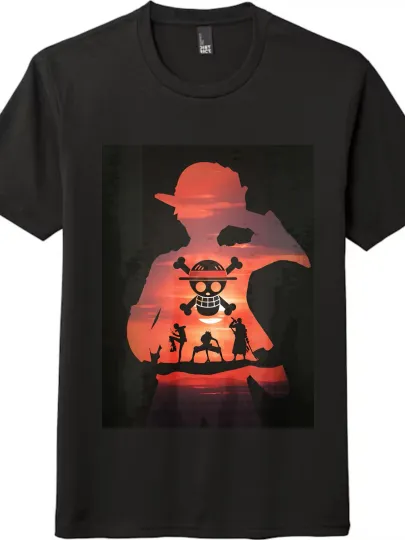 Discover "One Piece" Silhouette Printed Short - Sleeve T - Shirt|Trendy Anime Casual Top
