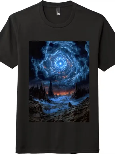 Discover Sci-Fi Vortex Starry Sky Printed T-Shirt, Unisex Short-Sleeve Top