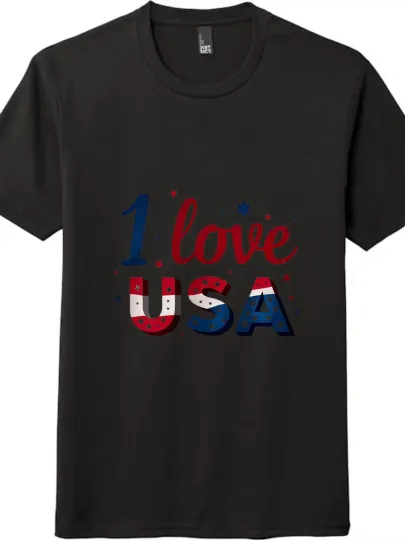 Discover "I Love USA"Star and Stripes Element Printed Tee|American Patriotic Trend