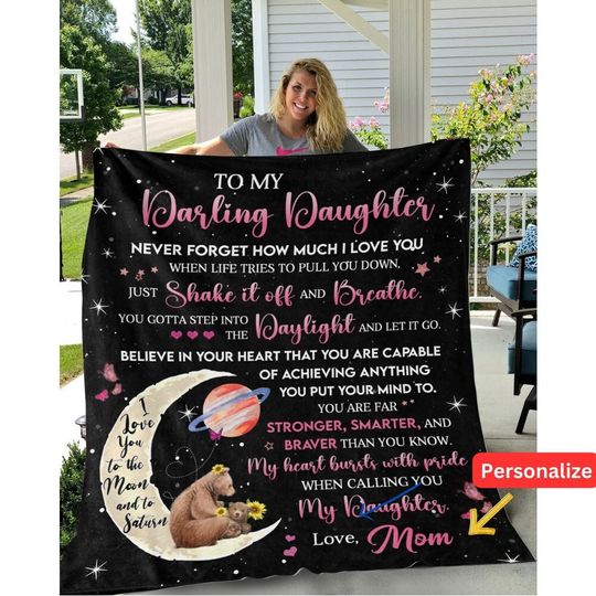 Discover Love You to the Moon and to Saturn Daughter Blanket, 16th Birthday Gift For Girls, Throw Blanket Couch, Customizable Christmas Present