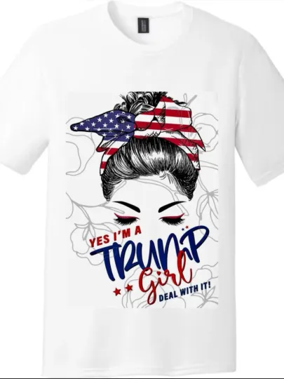Discover I'm A Trump Girl Patriotic American Flag T-Shirt | Faith MAGA Conservative Tee