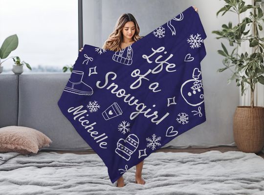 Discover Custom Blanket for girls, Snow girl, Personalized blanket, gift for her, Christmas gift for friend, Custom Birthday, personalized gift