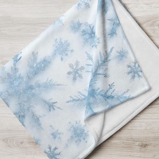 Light Blue Snowflake Throw Blanket Christmas Present Birthday Gift