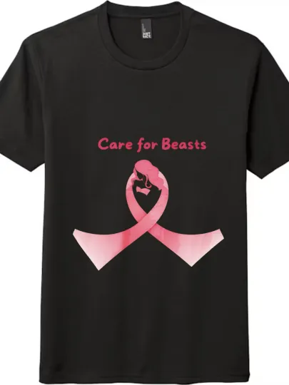 Discover "Care for Beasts"Breast Cancer Awareness T-Shirt-Heart Ribbon Design,Unisex |Tee