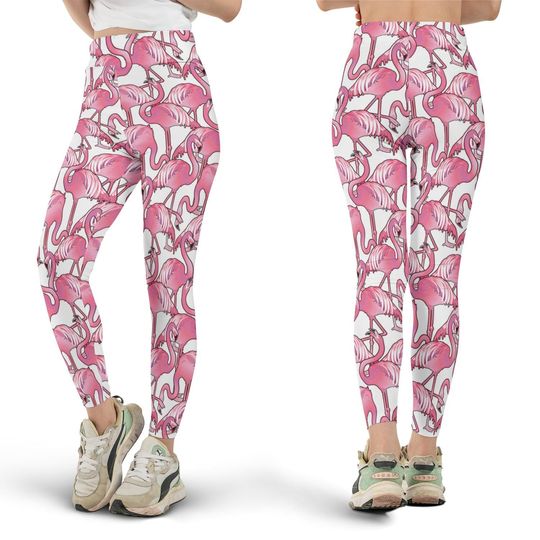 Discover Flamingo Leggings, Pink Flamingo Leggings, Tropical Leggings, Cute Animal Leggings, All Over Print Leggings, Women's Leggings, Plus Size