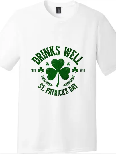 Discover St.Patrick's Day Lucky Clover Printed Tee, Unisex Retro Drinks Well Short Sleeve