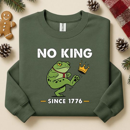 Discover Protest Anti Trump, No Kings Day Gift, Portland Frog Protest, Anti ICE Hoodie, No King Since 1776 Frog Sweatshirt, Patriotic USA